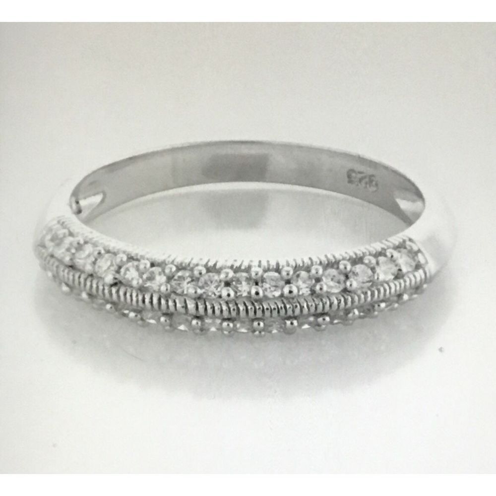 3/4 CT. Round Pave Sim Diamond Milgrain Knife Edge Bridal/Anniversary Band Sz 8